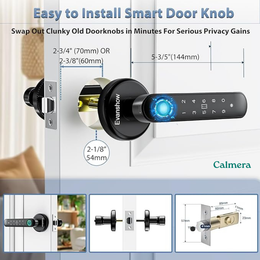 Safeon 5-in-1 Modern Living Smart Lock - Biometric Scan, App, Code, IC & Key For Next-Level Door Security.